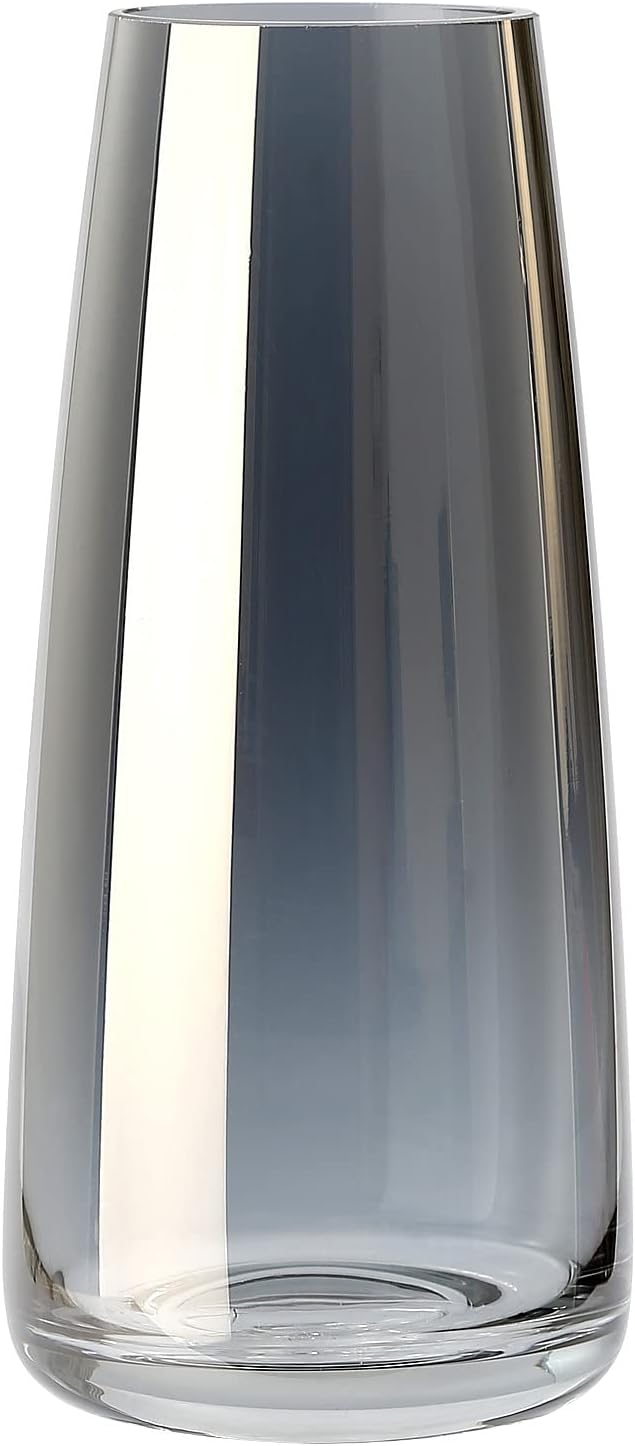 Jarrón de Cristal Grande Gris Ahumado para Decoración del Hogar y la Oficina
