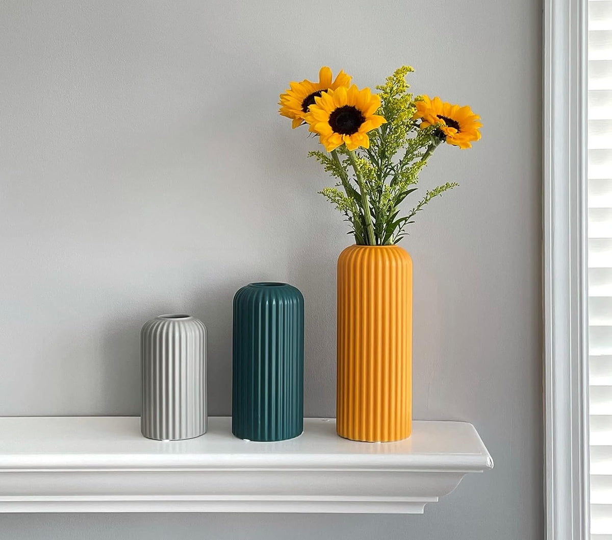 Set de 3 Jarrones de Cerámica Moderna para Decoración del Hogar y la Mesa