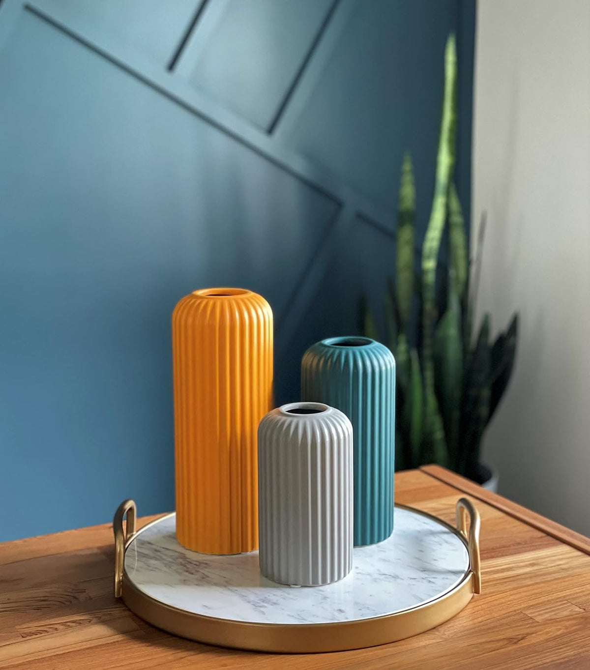 Set de 3 Jarrones de Cerámica Moderna para Decoración del Hogar y la Mesa