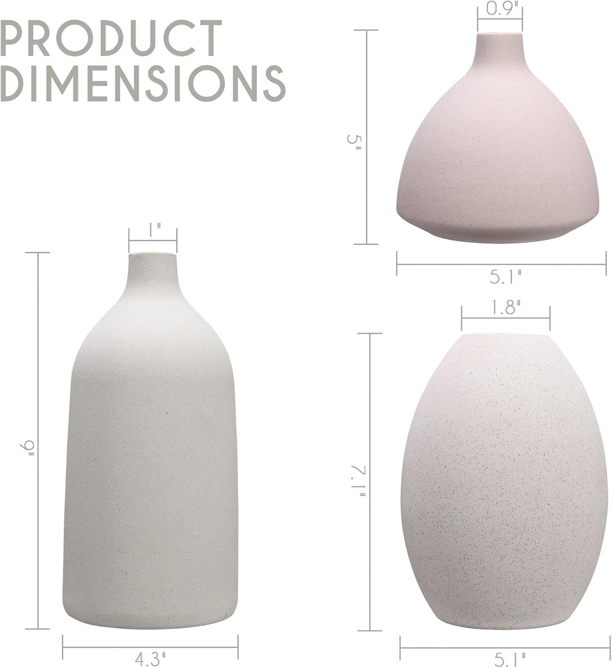 Set de 3 Jarrones Grandes de Cerámica en Estilo Moderno y Rústico