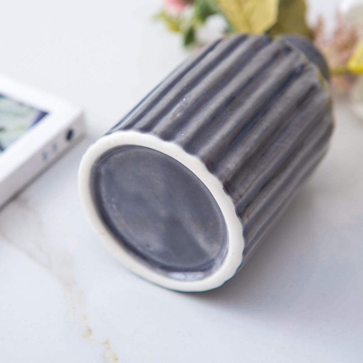 Set de 3 Jarrones de Cerámica Esmaltada en Azul para Bodas y Decoración del Hogar