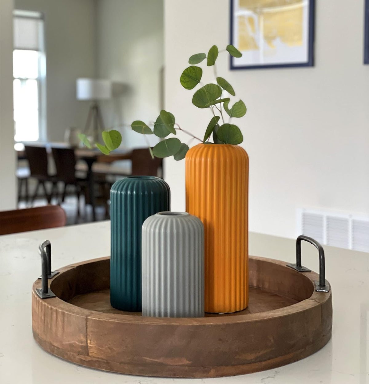 Set de 3 Jarrones de Cerámica Moderna para Decoración del Hogar y la Mesa